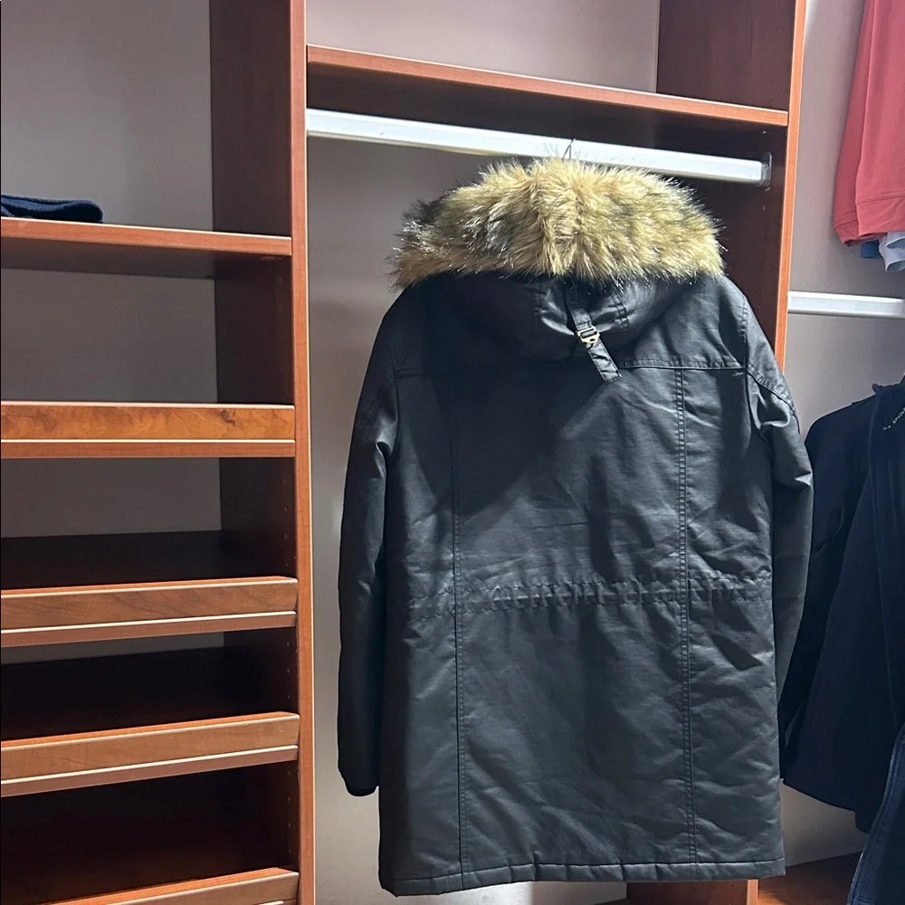 J. Crew Navy Jacket with Fur Trim Hood - Picture 3 of 6